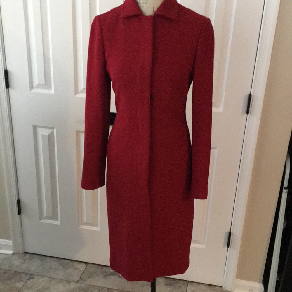 JCREW DEEP RED LINED CREPE WOOL LADY DAY COAT SIZE 6 EUC